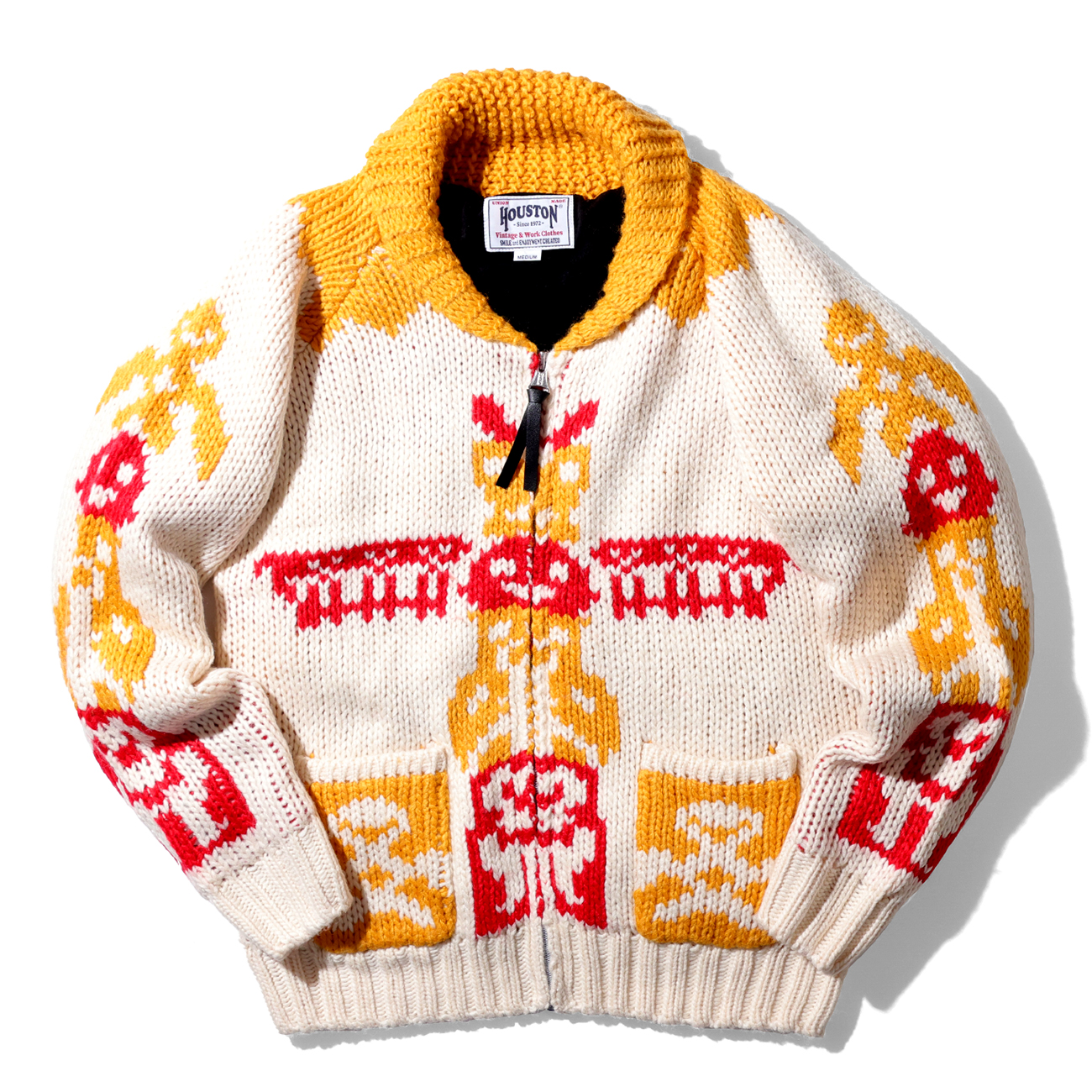 HOUSTON / ヒューストン 22142 COWICHAN KNIT CARDIGAN(TOTEM POLE